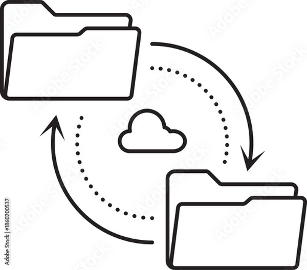 Obraz Cloud Folder Sync Icon – Minimalist Data Transfer Vector