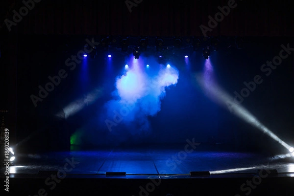 Obraz scene, stage light with colored spotlights