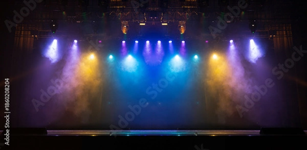 Obraz scene, stage light with colored spotlights