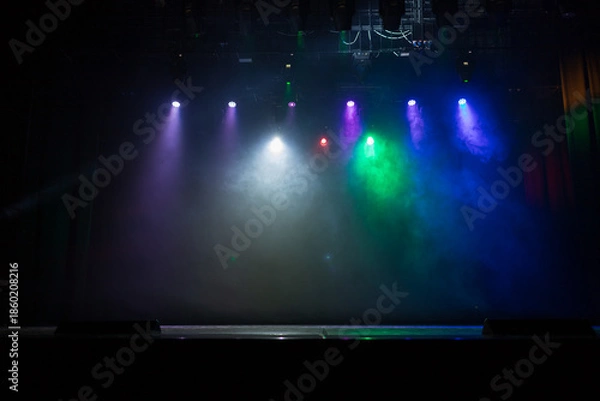 Obraz scene, stage light with colored spotlights