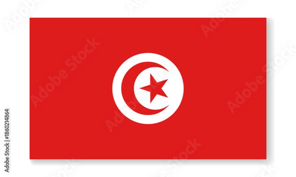 Obraz Tunisia national flag in flat style. Vector flat background.