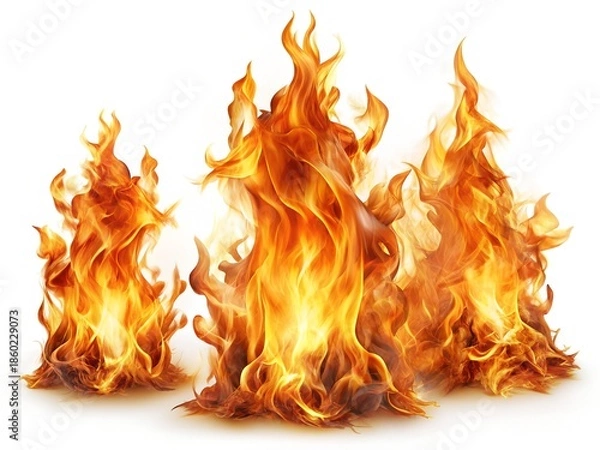 Obraz realistic fire flames isolated on white background