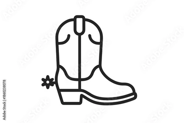 Obraz Cowboy boot icon with spur