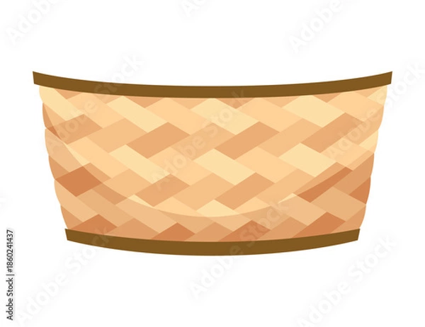 Obraz Baskets autumn for harvest, icon. co basket for grocery products. Wicker basket with isolated on white. Cartoon flat vector illustration