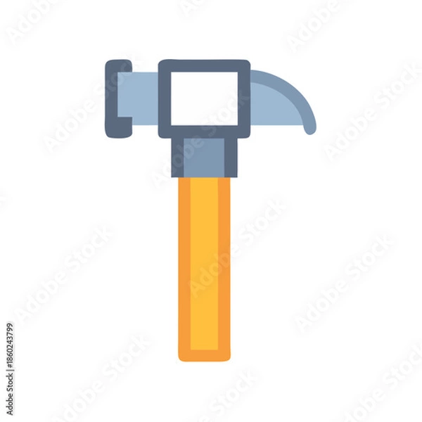 Fototapeta Flat design hammer icon on a solid black background