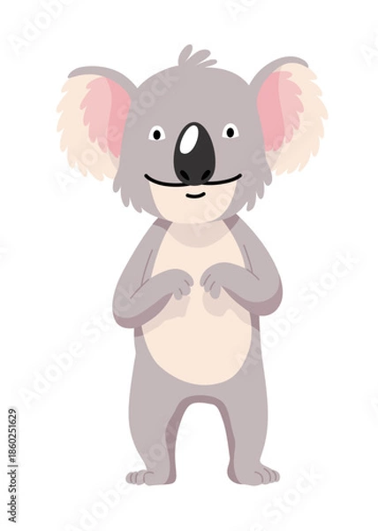 Obraz Cute cartoon koala bear isolated on white background