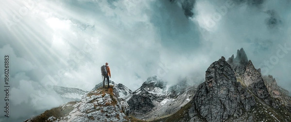 Obraz Wanderer in den Bergen