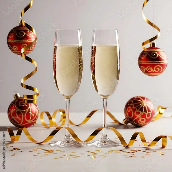 Obraz champagne and candle