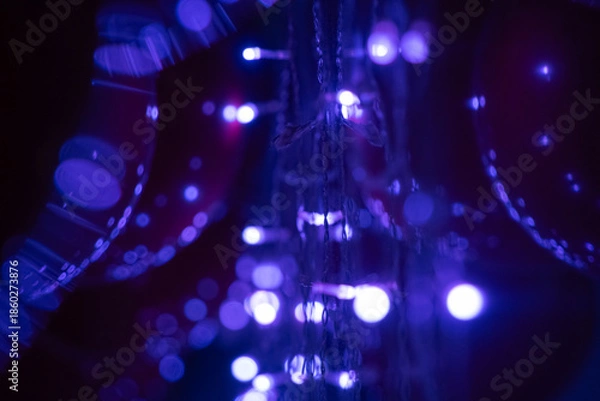 Obraz Christmas decorations, lanterns and glowing garlands with balls