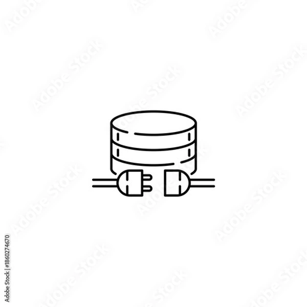 Obraz Database connection icon, cloud storage Symbol Outline icon Transparent background Editable Stroke