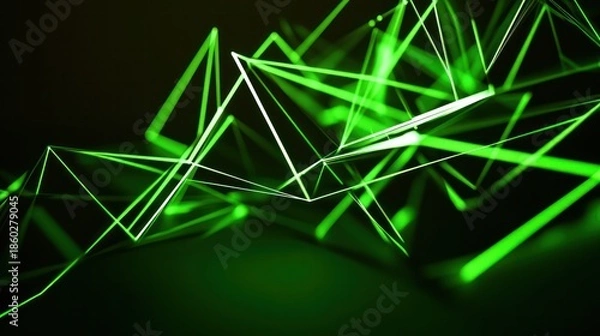 Obraz Abstract Green Digital Backdrop Visualizing Big Data Flow with Dynamic Lines, Information Networks, and Advanced Data Analytics Technology Concept.