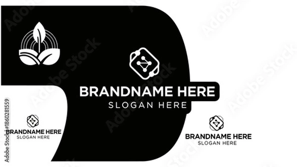 Obraz Black Logo Template with Placeholder Text.