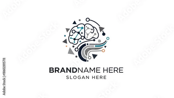 Obraz Brain Logo Design Template with Placeholder.