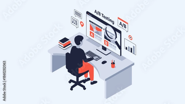 Obraz Man Working on Computer with AI Tools.