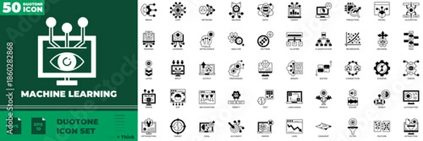 Obraz Machine Learning Duotone Editable Icons set