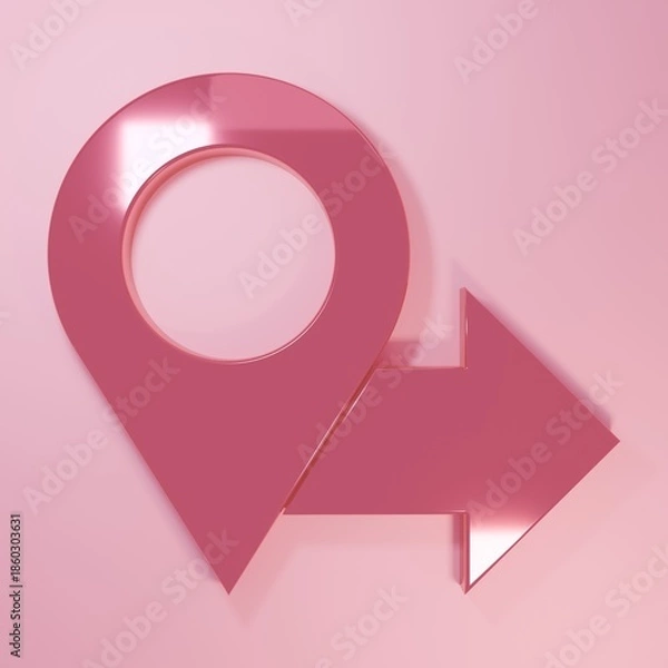 Obraz Pink Map pin icon isolated on pink background. Navigation, pointer, location, map, gps, direction, place concept. Minimalism concept. 3D render illustration