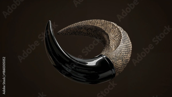 Obraz Biomorphic Horn or Claw Shaped Object, Organic 3D Form over Solid Background