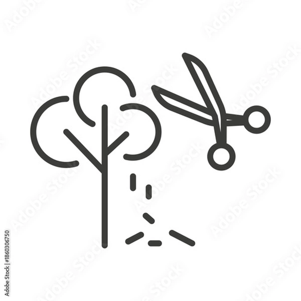 Obraz tree pruning, gardening, tree trimming icon, line art vector
