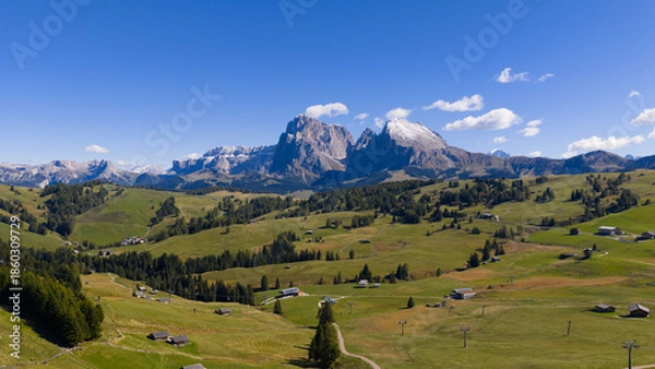 Obraz Alpi di Siusi Alpine Grasslands Aerial