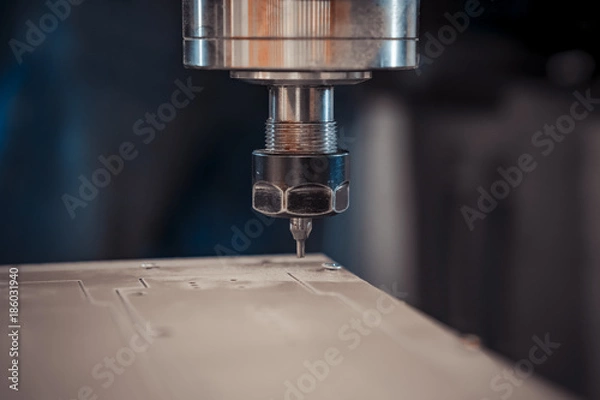 Fototapeta The position of the mill after finishing work with the workpiece.