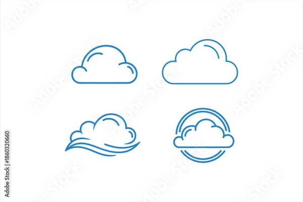 Obraz Cloud Vector Outline Icons Collection