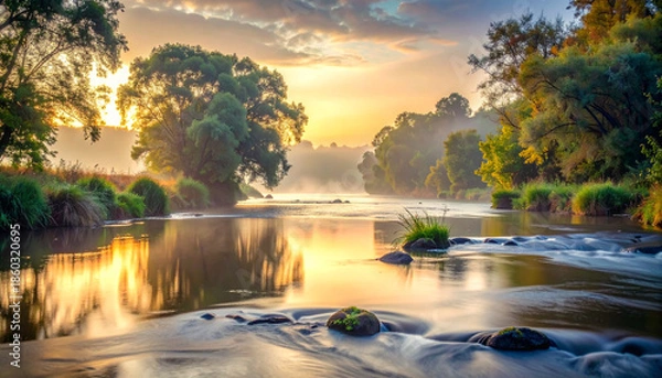 Obraz sunrise over the river