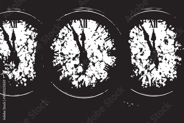 Obraz Three Antique Clocks Grunge Texture