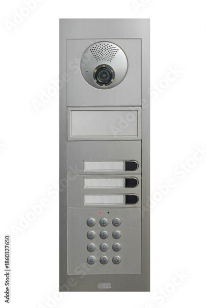 Obraz silver intercom with keypad isolated on white background