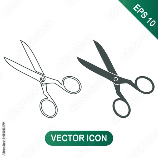 Obraz Scissors Icon Set for Cutting and Craft