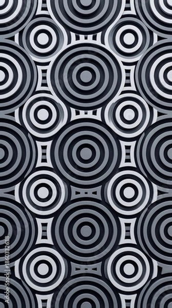 Obraz Modern 3D Geometric Pattern with Sharp Concentric Circles and Textured Gray Rings