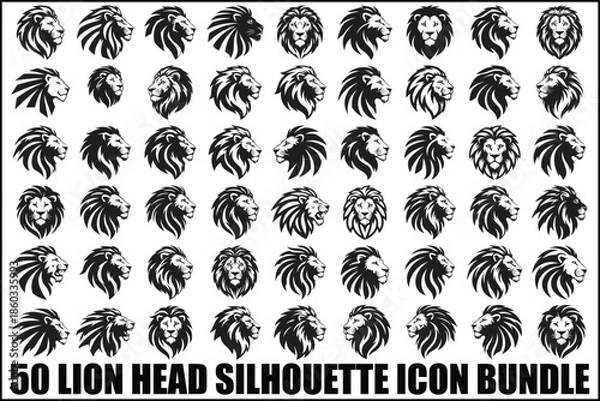 Obraz 50 Lion Head Silhouette Icon Bundle
