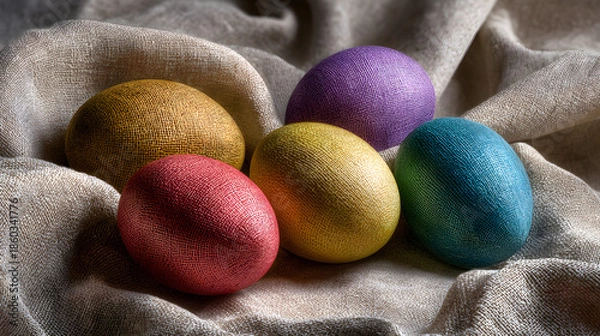 Obraz Colorful Easter Eggs on Linen