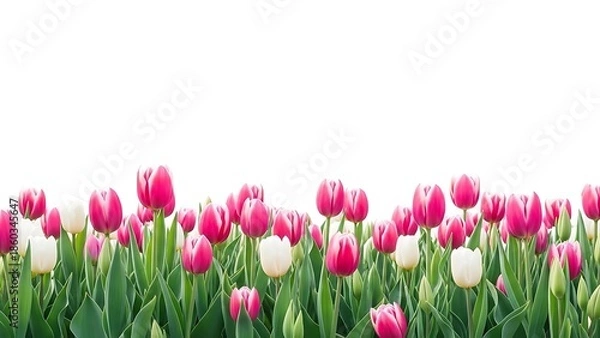 Obraz pink tulips on white background