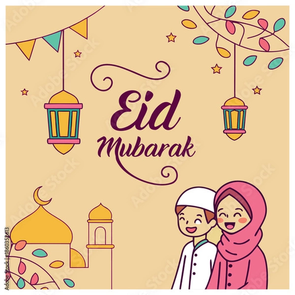 Fototapeta eid mubarak greeting card