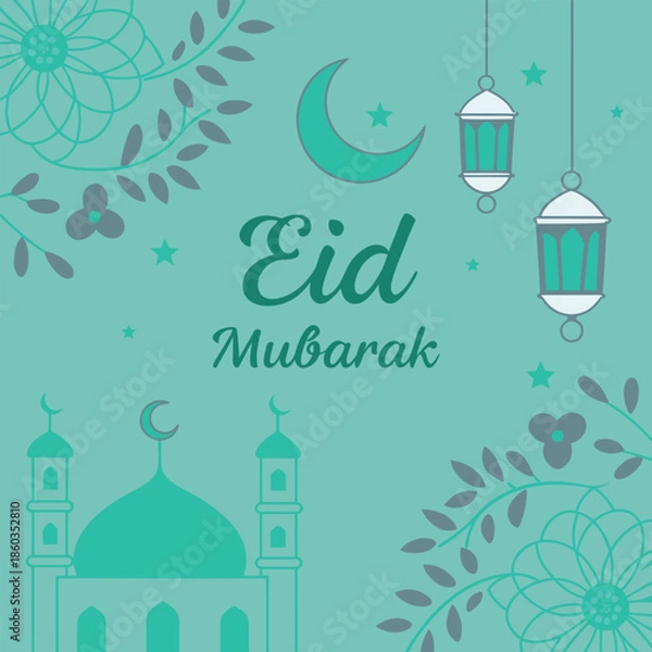 Fototapeta eid mubarak greeting card vector
