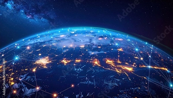 Obraz Global Network Connectivity - A Digital Earth Visualization.