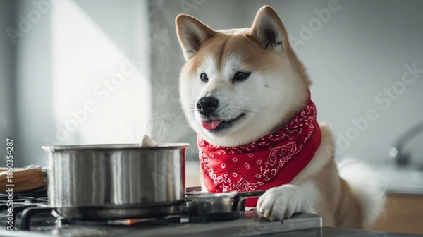 Obraz 料理をする犬