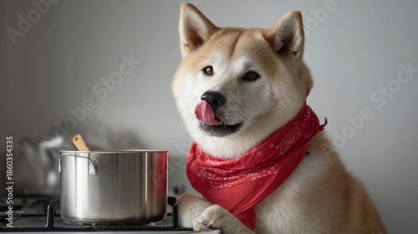 Obraz 料理をする犬