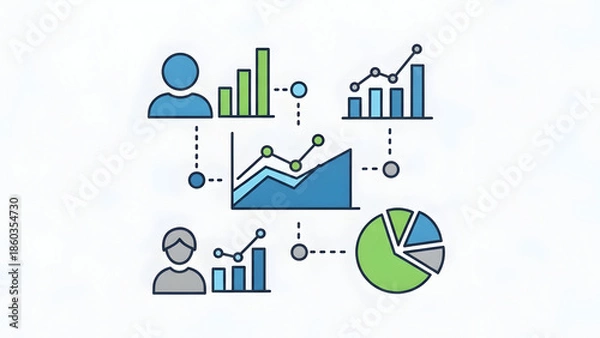Obraz Data Analysis and Business Graphs Illustration.