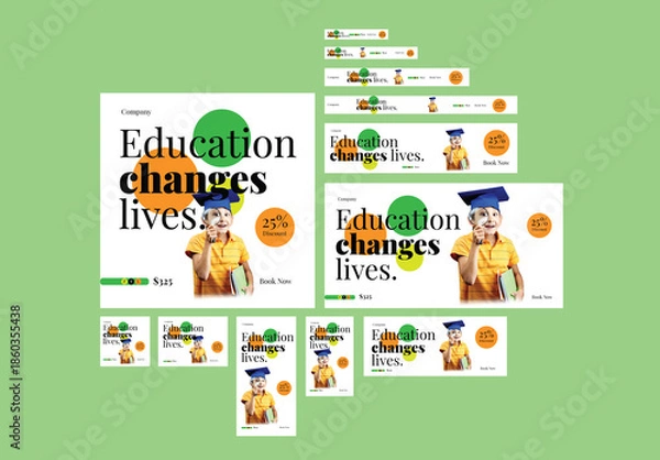 Obraz Education Web Banner Set Design