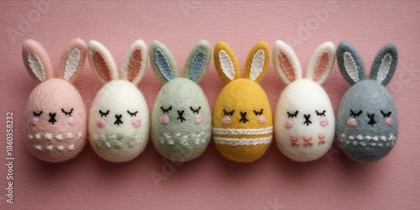 Obraz handcrafted felt bunny ornaments for spring holiday celebration