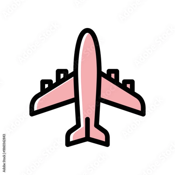 Obraz A flat, minimalist airplane icon