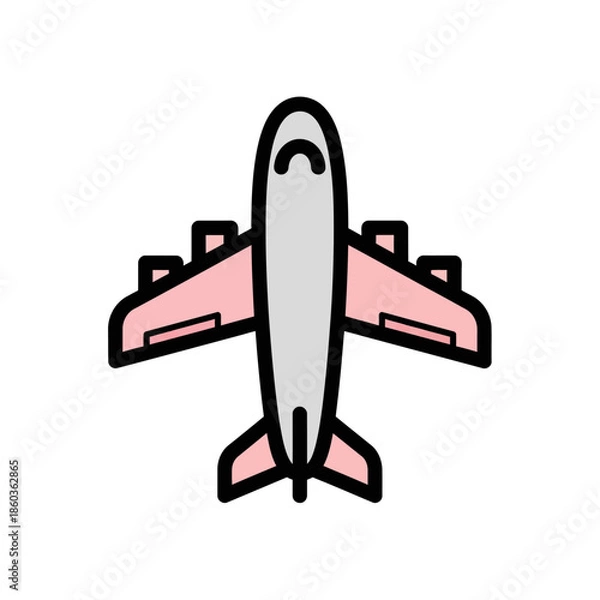 Obraz A flat, minimalist airplane icon