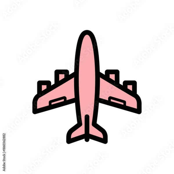 Obraz A flat, minimalist airplane icon