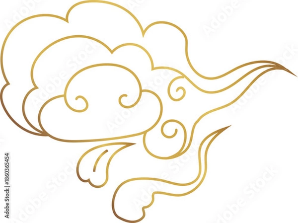 Fototapeta Curved Cloud Line Illustration for Chinese Festival and Cloud Decoration Design