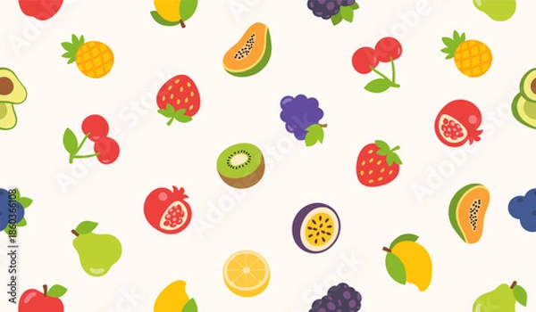 Obraz Cute mix fruits pattern background vector design