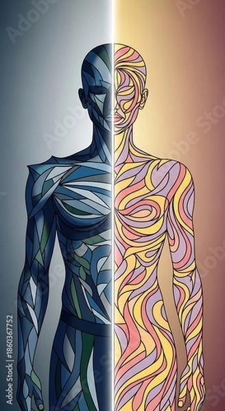 Fototapeta Human duality - inner self and outer world.