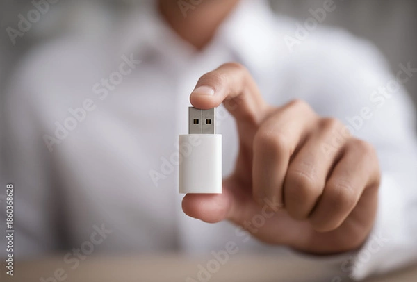 Obraz  a hand holding a white flash drive
