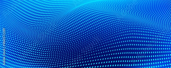 Obraz Wave of particles on dark background. Technology backdrop. Pattern for presentations. 3d