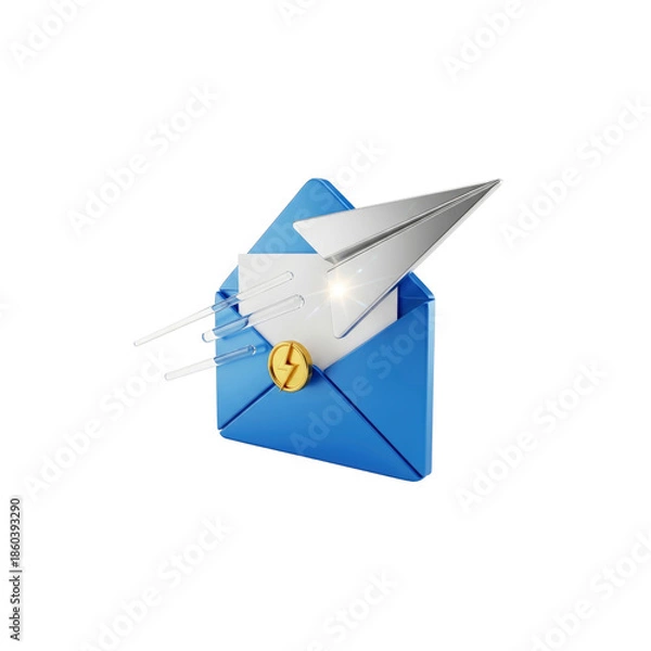 Fototapeta Sending e-mail with paper plane